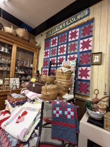 Star-pattern quilt in a Shipshewana shop